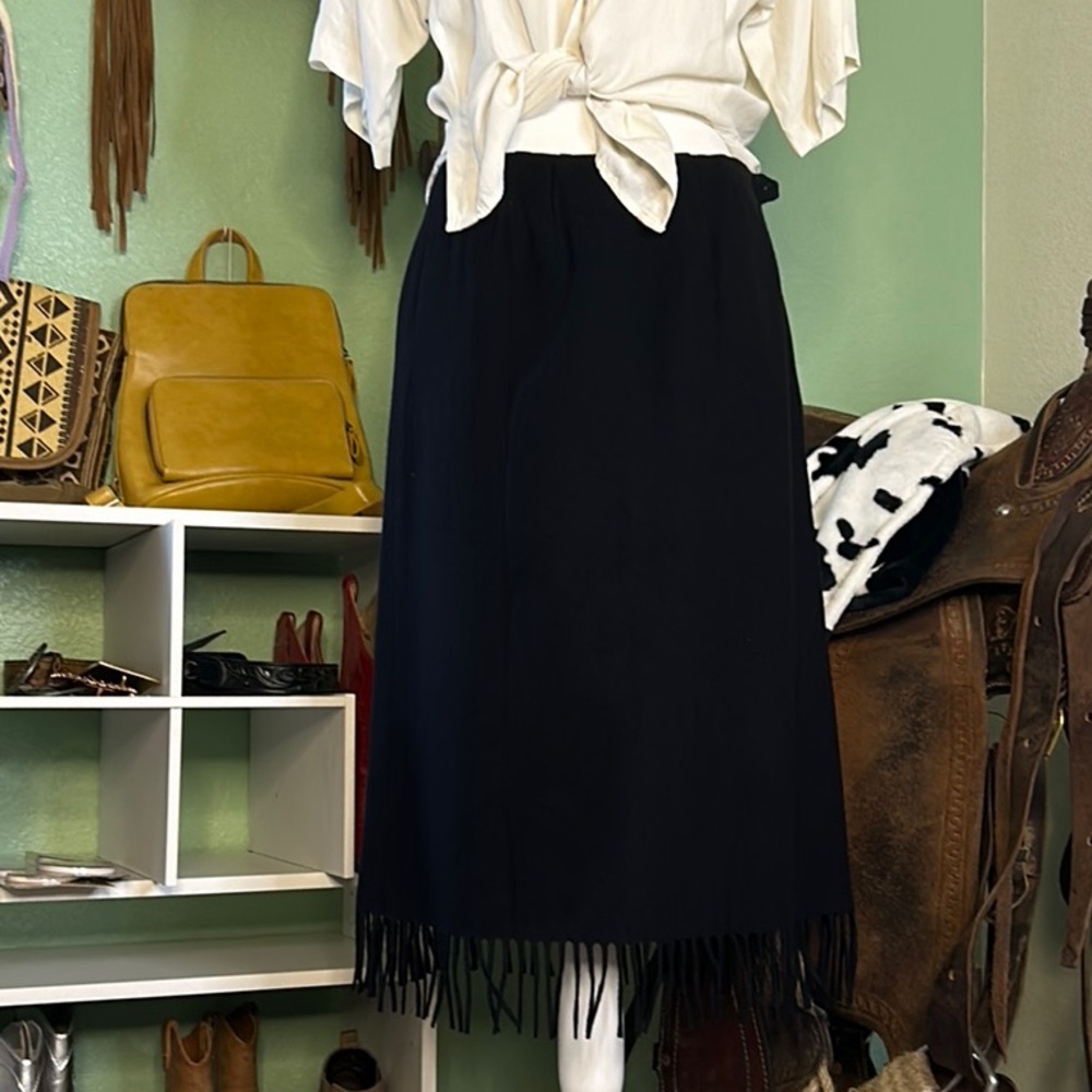 Black Fringe Hem Pencil Skirt - Classic Women's Style